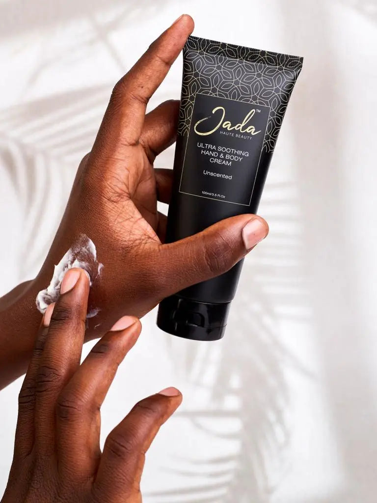 JADA Ultra Soothing Hand and Body Cream bottle for relieving severely dry skin.
